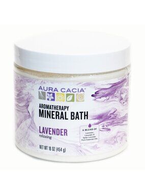 Aura Cacia Relaxing Lavender Aromatherapy Mineral Bath 16 oz. Jar